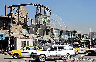 Kabul, Afghanistan: A ruined building in central Kabul Editorial Stock Photo
