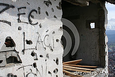 Ruined Building in Tetovo Editorial Stock Photo