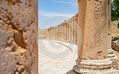 The ruined city of Jerash is Jordan`s largest and most interesting Roman site, Stock Photo