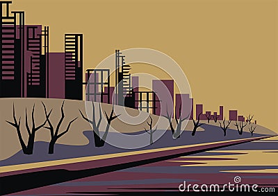 The ruined city Vector Illustration