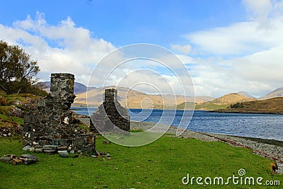 Ruined cottage on Isle of Mull Stock Photo