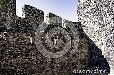 Ruined Dinefwr Castle overlooking the River Tywi - Llandeilo, Carmarthenshire, Wales, UK Stock Photo