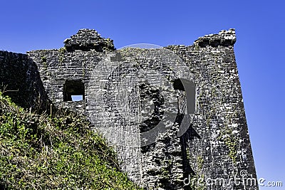 Ruined Dinefwr Castle overlooking the River Tywi - Llandeilo, Carmarthenshire, Wales, UK Stock Photo