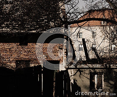 Ruined House Urban Texture Stock Photo