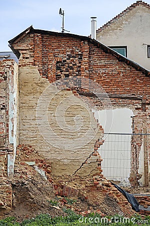 Ruined old building under deconstruction Stock Photo