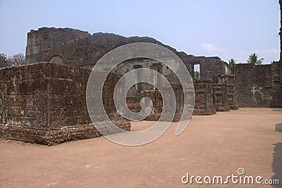 Ruined old Churche of Goa Stock Photo