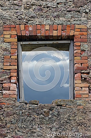 Ruined rustic rubble wall masonry stonework Stock Photo