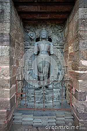 Ruined statue of vedic Sun god Surya or Arka at Konarak Sun temple Editorial Stock Photo