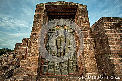 Ruined statue of vedic Sun god Surya or Arka at Konarak Sun temple , Editorial Stock Photo