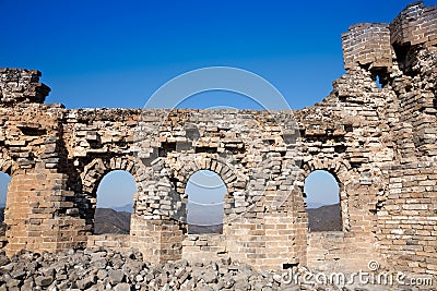 Ruined tower of the Great Wall Stock Photo