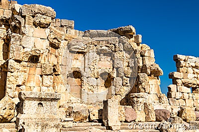 Ruined walls of Heliopolis at Baalbek, Lebanon Stock Photo