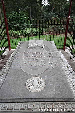 Ruines and graves in the park Bisdom van Vliet in Haastrecht, small town in the Krimpenerwaard Editorial Stock Photo