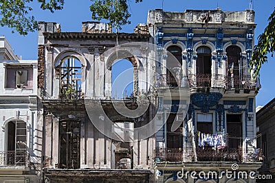 Ruinous, moldered colonial architectur, Havana, Cuba Stock Photo