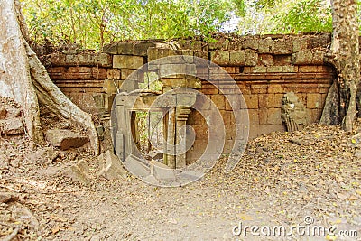 Ruinous entrance, Ta Prohm temple, Angkor Thom, Siem Reap, Cambodia. Stock Photo