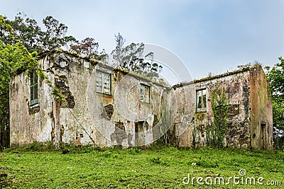 Ruins of an abandoned house in Sao Rogue on Sao Miguel Stock Photo