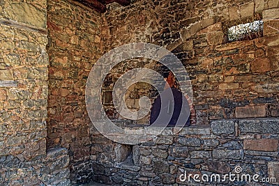 Ruins in the abandoned leper colony Spinalonga, Crete Stock Photo