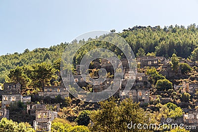 Ruins of abandoned village of Kayakoy in Turkey. Stock Photo