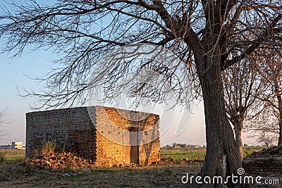 Ruins of an abondoned house in winters Stock Photo