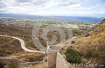 Ruins of Acrocorinth Acropolis, Greece Stock Photo