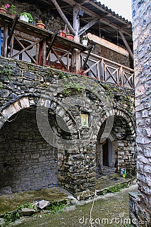 Ruins of Agios Dimitrios Monastery, under Mount Olympos, Greece Stock Photo