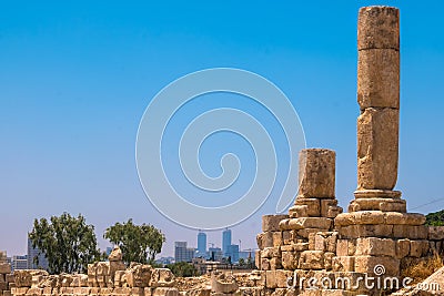 Ruins in Amman cÃ¬tadel Stock Photo