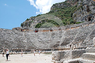 The ruins of an amphitheater of an ancient city in Turkey near Antalya Editorial Stock Photo