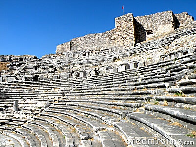 Ruins of amphitheater in Milet, Minor Asia, Turkey, Greek colony Stock Photo