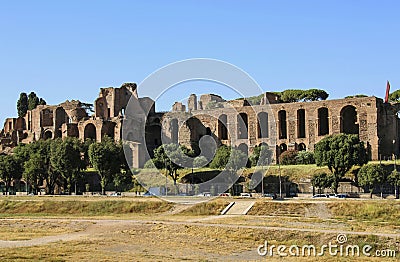 The ruins of the ancient Baths of Caracalla in Rome, Italy Stock Photo