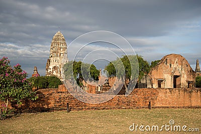 Ruins of the ancient Buddhist temple of Wat Ratchaburana Wat Rat Burana in the morning sun. Ayutthaya, Thailand Stock Photo