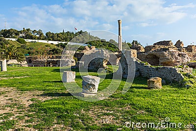 Ruins of the ancient Carthage city, Tunis, Tunisia, North Africa Editorial Stock Photo