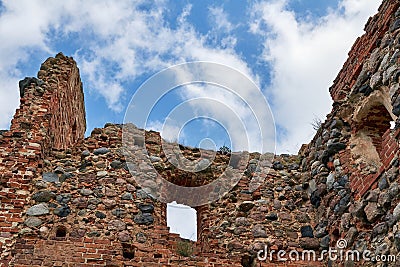 The ruins of an ancient castle in Latvia in the city of Ludza Stock Photo