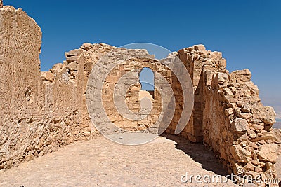 Ruins of ancient church with arched window Stock Photo