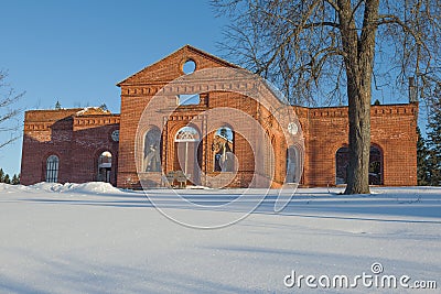 Ruins of the ancient church of Jaakkimaa, museum `City of Angels` Editorial Stock Photo