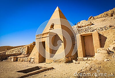 Ruins of ancient Deir el-Medina, one of the group of Theban necropolises Stock Photo