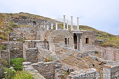 Ruins of ancient Delos, Greece Editorial Stock Photo