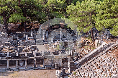 Ruins of Ancient Greek City of Priene Stock Photo