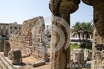 The ruins of the ancient greek doric temple of Apollo Stock Photo