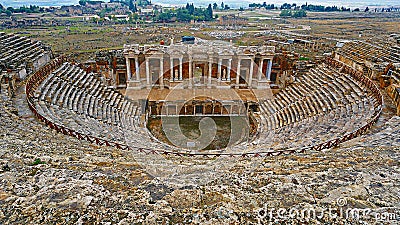 Ruins of ancient Greek-Roman amphitheatre in Myra, old name - Demre, Turkey. Myra is an antique town in Lycia where the Stock Photo