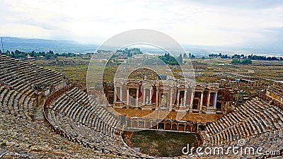 Ruins of ancient Greek-Roman amphitheatre in Myra, old name - Demre, Turkey. Myra is an antique town in Lycia where the Stock Photo