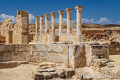 Ruins of the ancient Greek and Roman city of Paphos Stock Photo