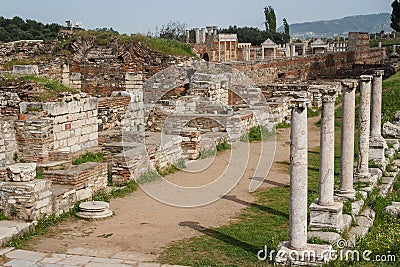 Ruins of the ancient Greek and Roman city of Sardis Stock Photo