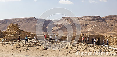 Ruins of ancient Masada fortress. Israel. Editorial Stock Photo