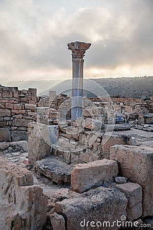 Ruins of the ancient Roman city of Curium, Kourion, Cyprus. Editorial Stock Photo