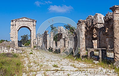 Ruins of ancient Roman Triumphal Arch, Lebanon Stock Photo