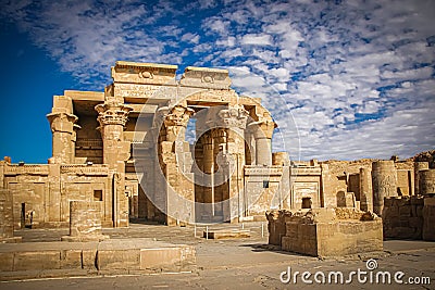 The ruins of the ancient temple of Sebek in Kom - Ombo, Egypt Editorial Stock Photo