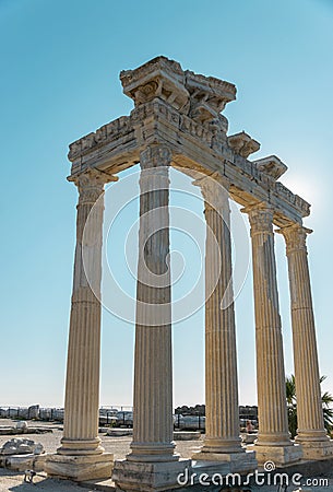 Ruins of the ancient temple of Venus in the city of Side. Turkey. 04.01.2023 Editorial Stock Photo