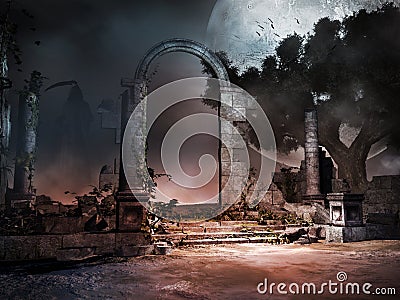 Ruins of ancient tomb Stock Photo