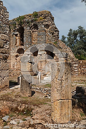 Ruins of the ancient town Nysa on the Maeander Stock Photo