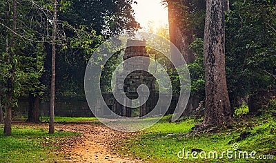 Ruins of Angkor Wat, part of Khmer temple complex, Asia. Siem R Stock Photo