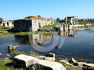 Ruins of antic harbour Milet, Minor Asia, Turkey, Greek colony Stock Photo